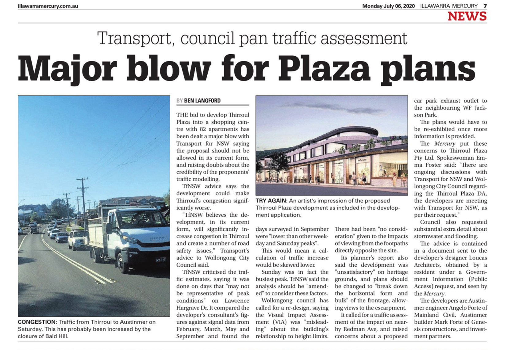 04 JuL 2020 Merc Thirroul Plaza criticised by council and Transport Dept