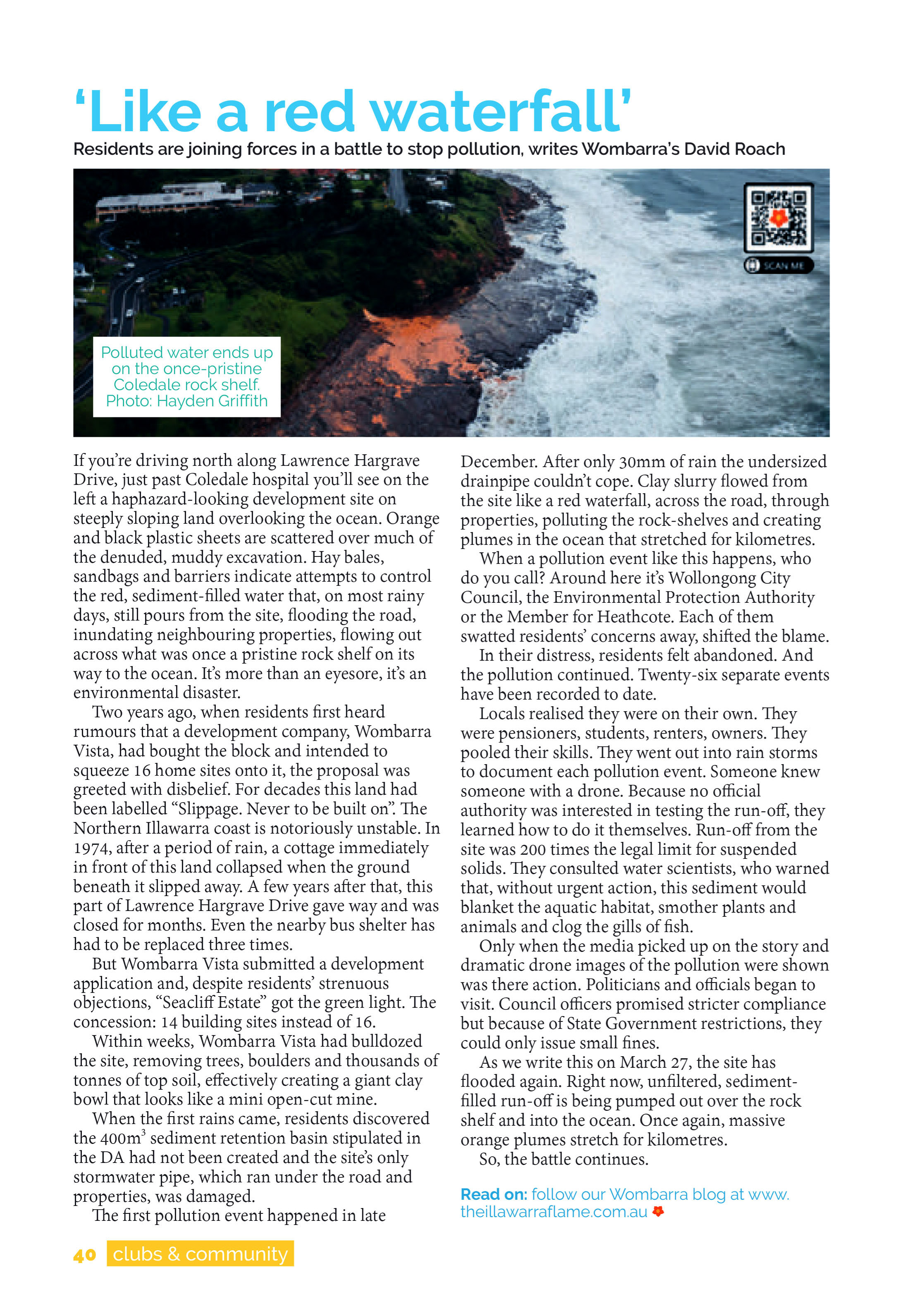 IllawarraFlameApril2022 WombarraRunoff LikeAredWaterfall